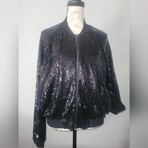MANOUKIAN Full Sequins Moto Jacket / Bomber Jacket